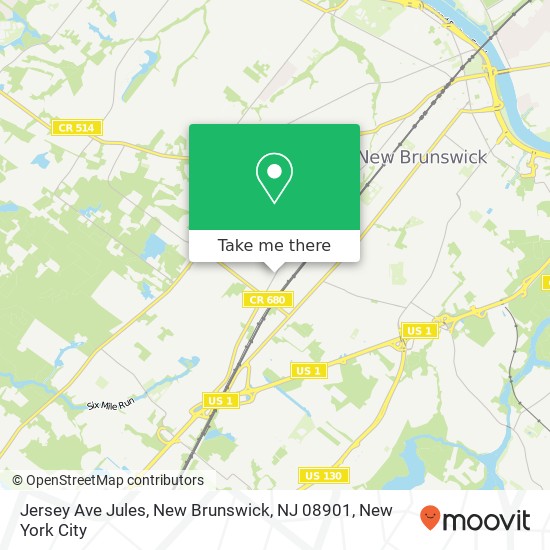 Mapa de Jersey Ave Jules, New Brunswick, NJ 08901