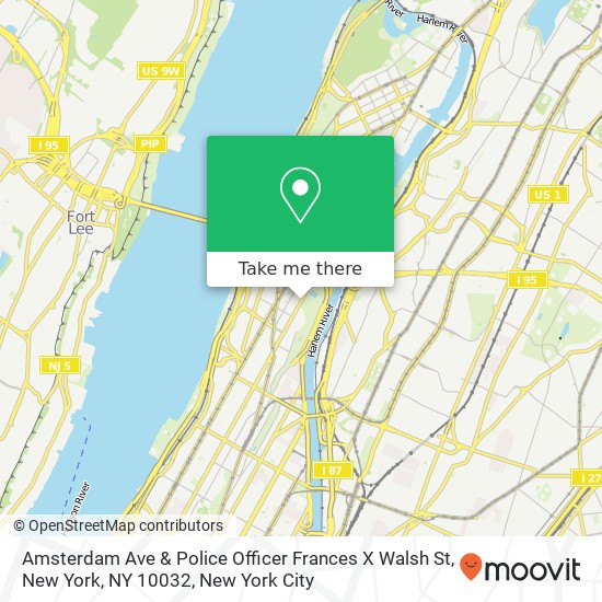Mapa de Amsterdam Ave & Police Officer Frances X Walsh St, New York, NY 10032