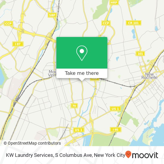 Mapa de KW Laundry Services, S Columbus Ave