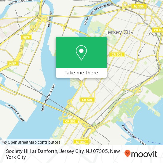 Mapa de Society Hill at Danforth, Jersey City, NJ 07305