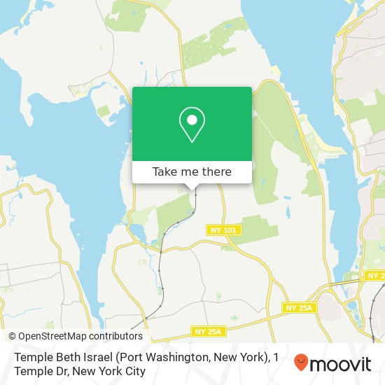 Mapa de Temple Beth Israel (Port Washington, New York), 1 Temple Dr