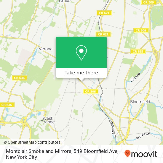 Mapa de Montclair Smoke and Mirrors, 549 Bloomfield Ave