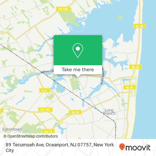 89 Tecumseh Ave, Oceanport, NJ 07757 map