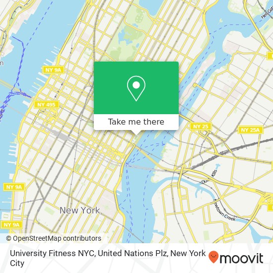 Mapa de University Fitness NYC, United Nations Plz