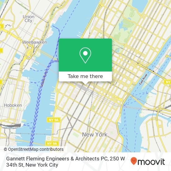 Mapa de Gannett Fleming Engineers & Architects PC, 250 W 34th St