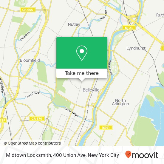Mapa de Midtown Locksmith, 400 Union Ave
