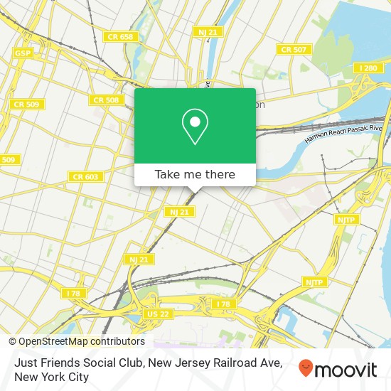 Mapa de Just Friends Social Club, New Jersey Railroad Ave