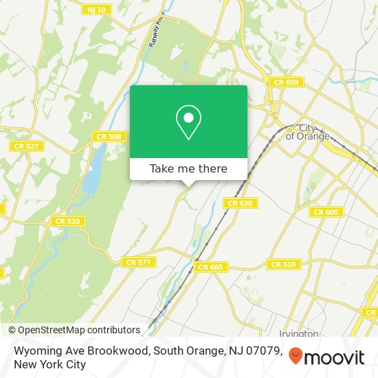 Mapa de Wyoming Ave Brookwood, South Orange, NJ 07079