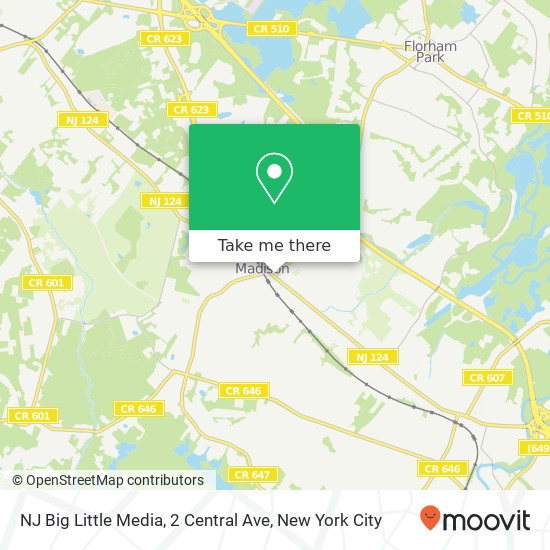 Mapa de NJ Big Little Media, 2 Central Ave