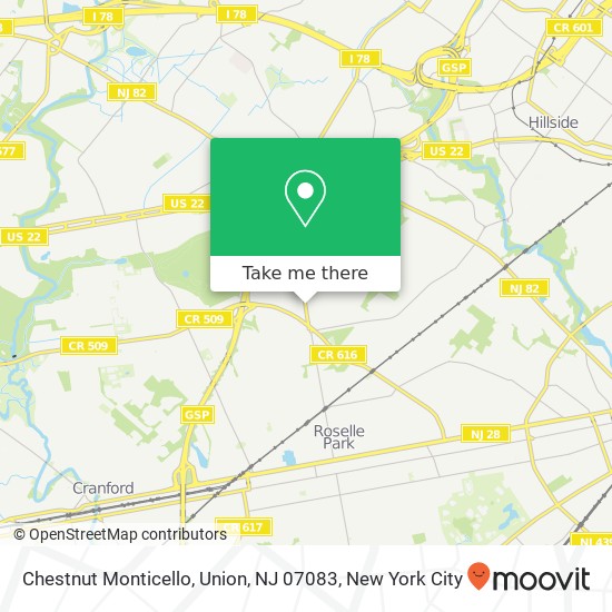 Chestnut Monticello, Union, NJ 07083 map