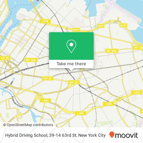 Mapa de Hybrid Driving School, 39-14 63rd St
