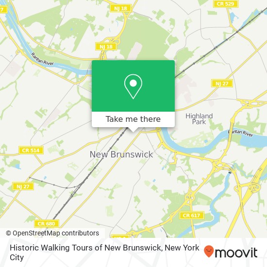 Mapa de Historic Walking Tours of New Brunswick