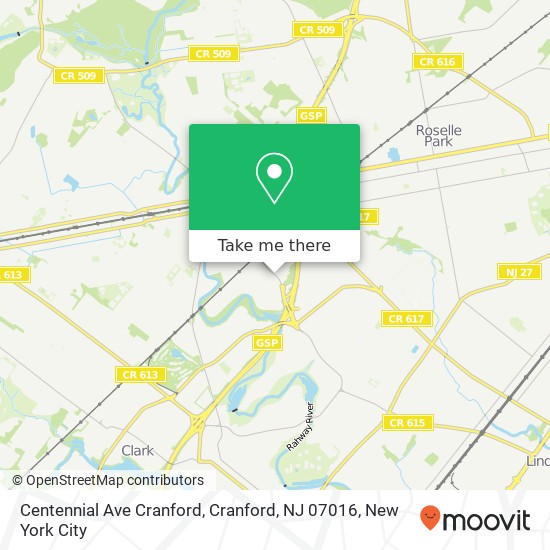 Centennial Ave Cranford, Cranford, NJ 07016 map