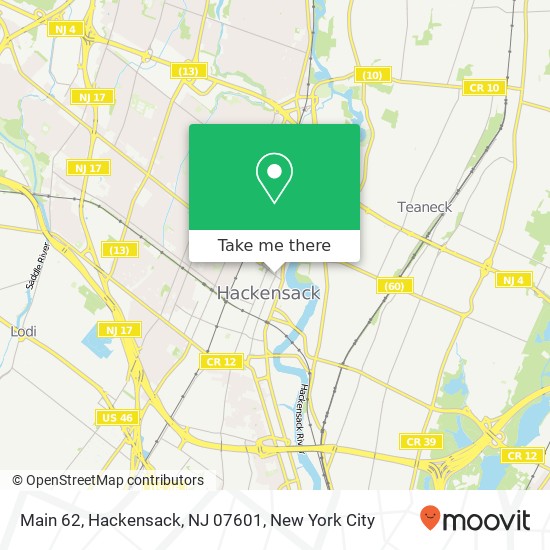 Mapa de Main 62, Hackensack, NJ 07601