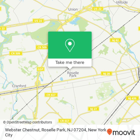 Mapa de Webster Chestnut, Roselle Park, NJ 07204