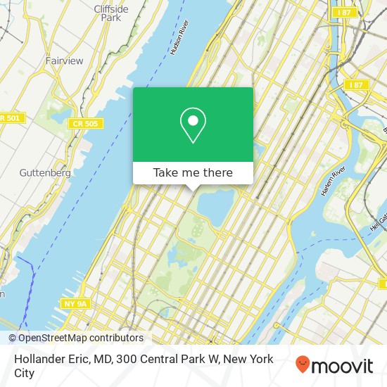 Mapa de Hollander Eric, MD, 300 Central Park W