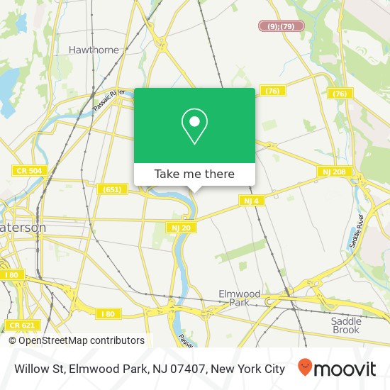 Mapa de Willow St, Elmwood Park, NJ 07407