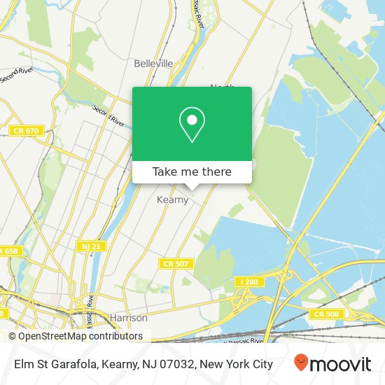 Mapa de Elm St Garafola, Kearny, NJ 07032