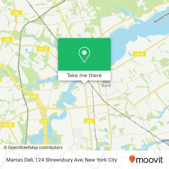 Mapa de Marta's Deli, 124 Shrewsbury Ave