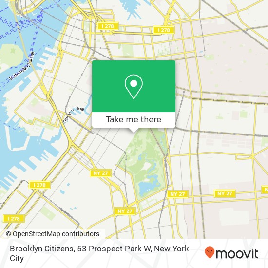 Brooklyn Citizens, 53 Prospect Park W map