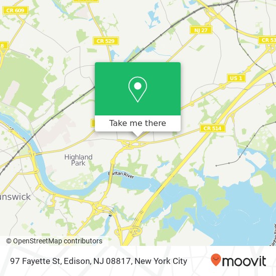 Mapa de 97 Fayette St, Edison, NJ 08817