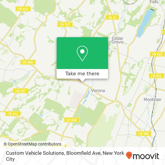 Custom Vehicle Solutions, Bloomfield Ave map