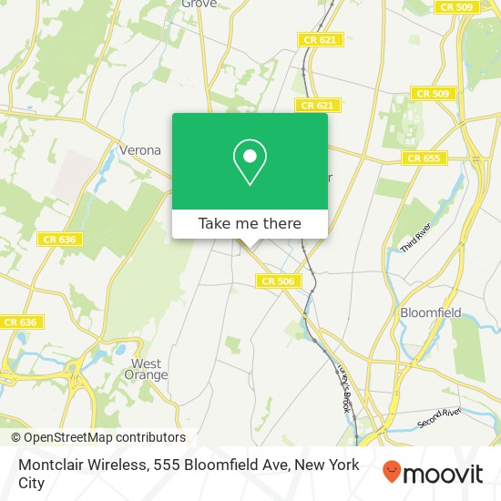 Mapa de Montclair Wireless, 555 Bloomfield Ave