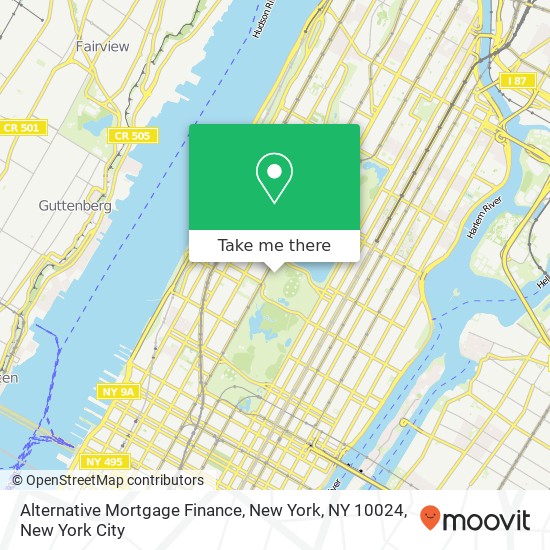 Alternative Mortgage Finance, New York, NY 10024 map