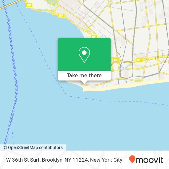 Mapa de W 36th St Surf, Brooklyn, NY 11224