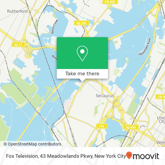 Mapa de Fox Television, 43 Meadowlands Pkwy