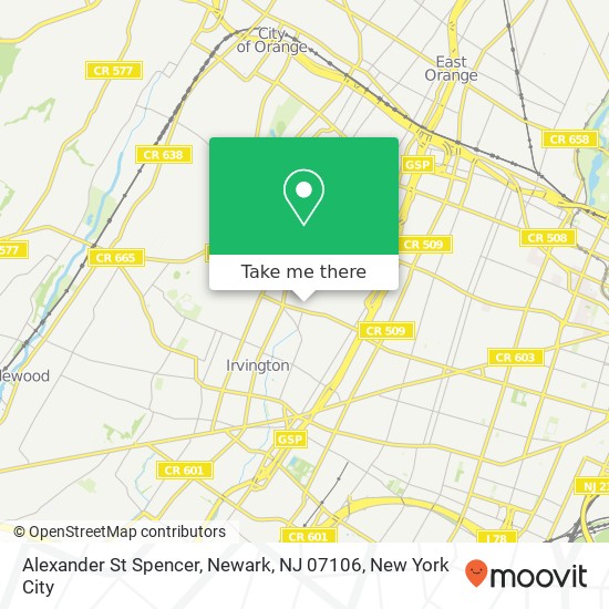 Mapa de Alexander St Spencer, Newark, NJ 07106