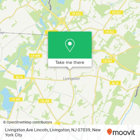 Mapa de Livingston Ave Lincoln, Livingston, NJ 07039