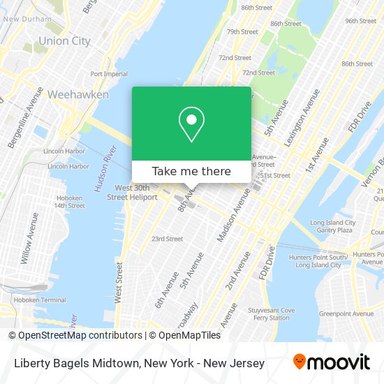 Liberty Bagels Midtown map
