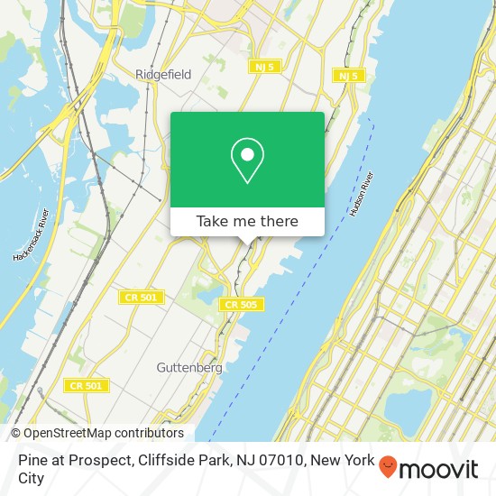 Mapa de Pine at Prospect, Cliffside Park, NJ 07010
