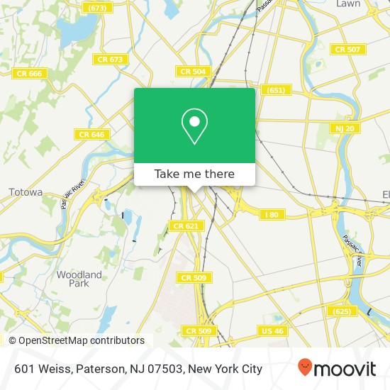 Mapa de 601 Weiss, Paterson, NJ 07503