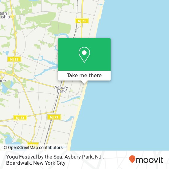 Mapa de Yoga Festival by the Sea. Asbury Park, NJ., Boardwalk