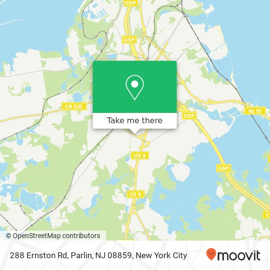 Mapa de 288 Ernston Rd, Parlin, NJ 08859