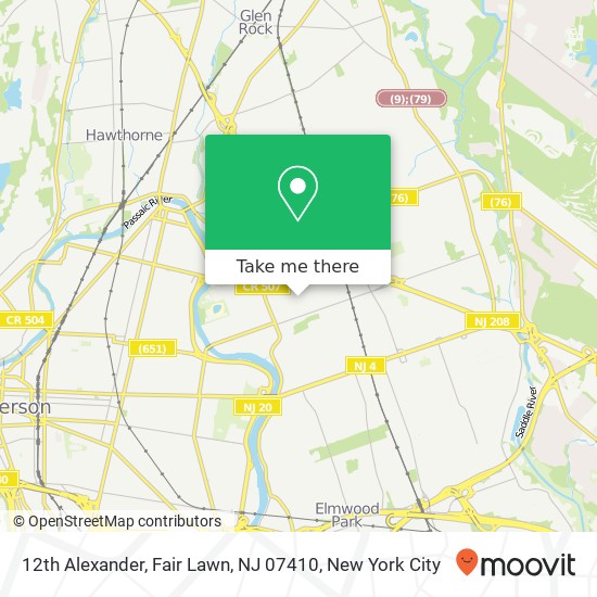 Mapa de 12th Alexander, Fair Lawn, NJ 07410