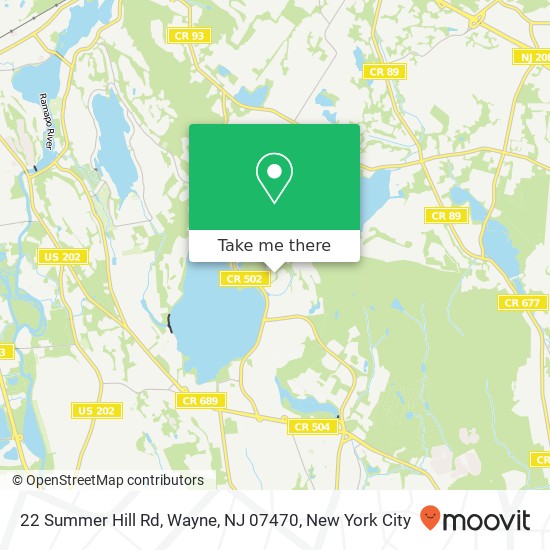 Mapa de 22 Summer Hill Rd, Wayne, NJ 07470