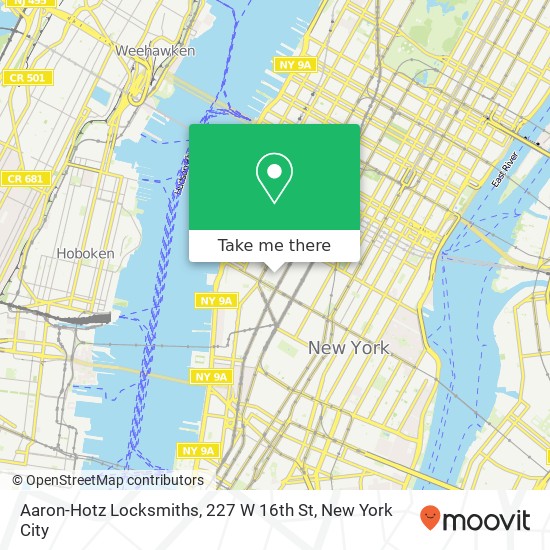 Mapa de Aaron-Hotz Locksmiths, 227 W 16th St