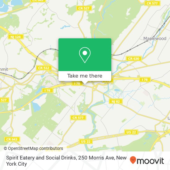 Mapa de Spirit Eatery and Social Drinks, 250 Morris Ave