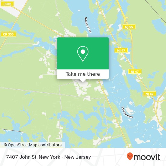 Mapa de 7407 John St, Millville, NJ 08332