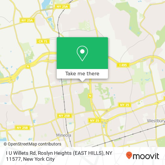 Mapa de I U Willets Rd, Roslyn Heights (EAST HILLS), NY 11577