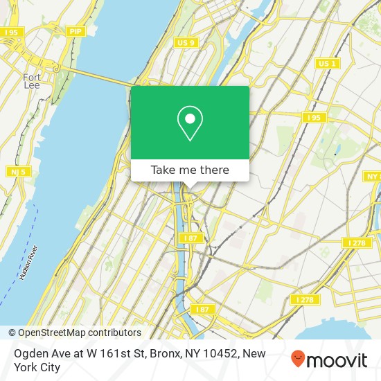 Mapa de Ogden Ave at W 161st St, Bronx, NY 10452