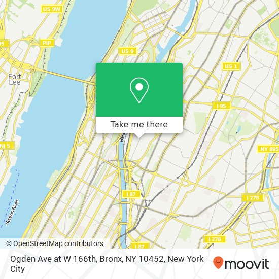 Mapa de Ogden Ave at W 166th, Bronx, NY 10452