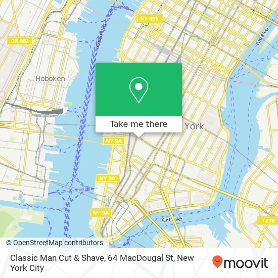 Classic Man Cut & Shave, 64 MacDougal St map