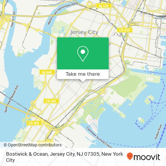 Mapa de Bostwick & Ocean, Jersey City, NJ 07305