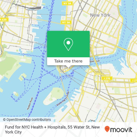 Mapa de Fund for NYC Health + Hospitals, 55 Water St