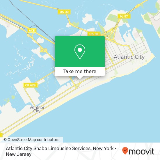 Mapa de Atlantic City Shaba Limousine Services