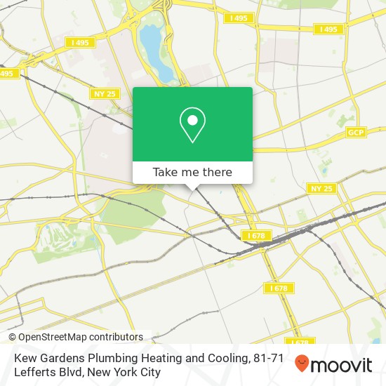 Kew Gardens Plumbing Heating and Cooling, 81-71 Lefferts Blvd map
